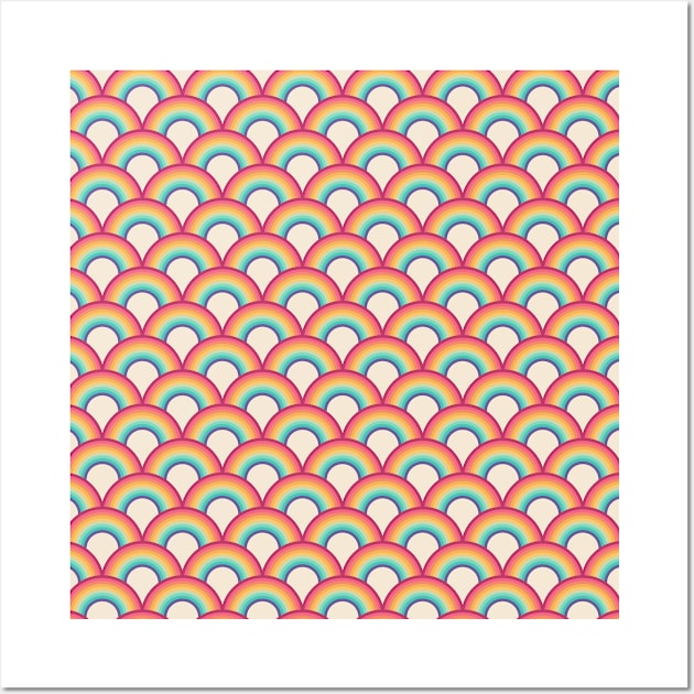 Retro Rainbows Pattern Wall Art by JunkyDotCom